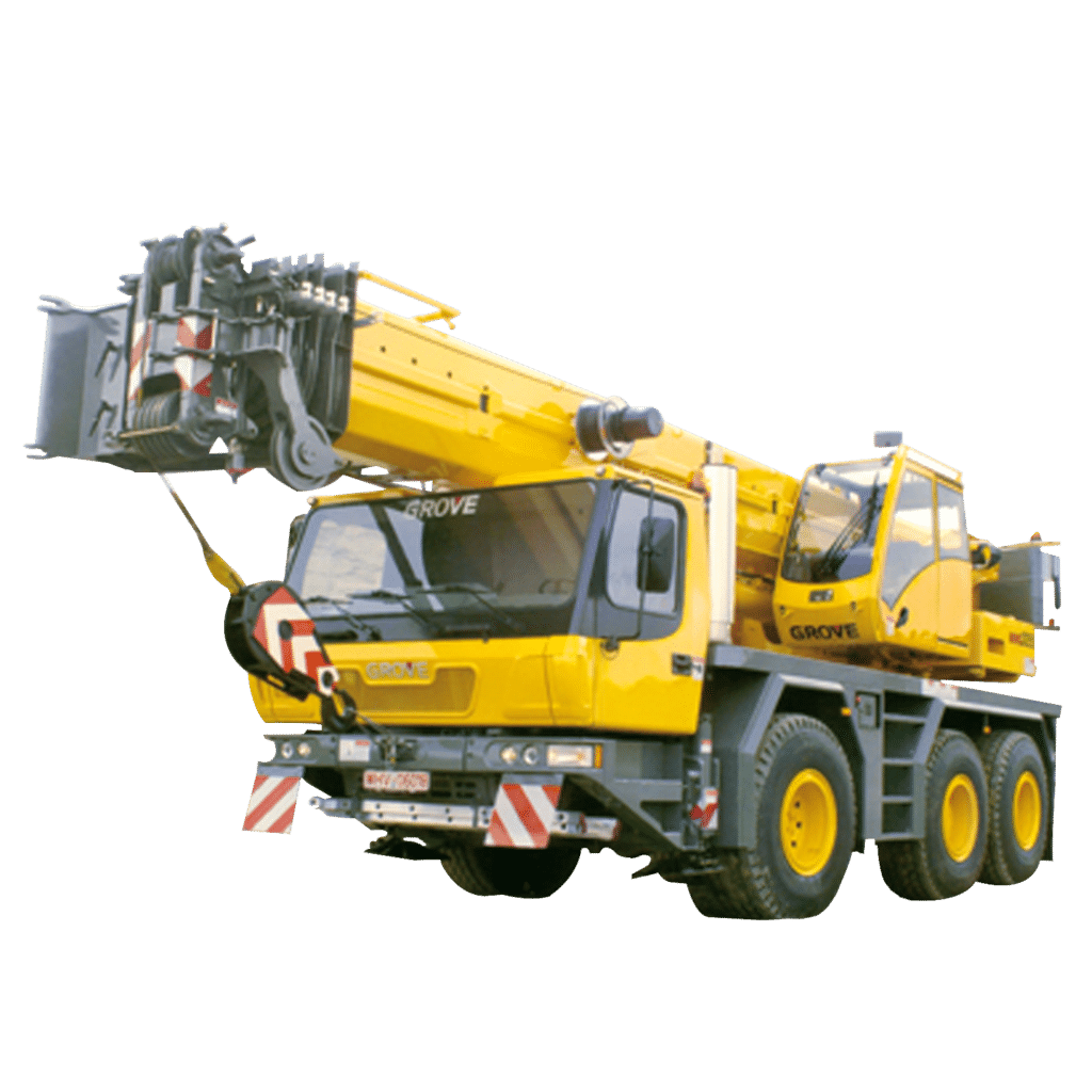 Yellow Grove crane in construction site showcasing advanced lifting capabilities and efficient design.