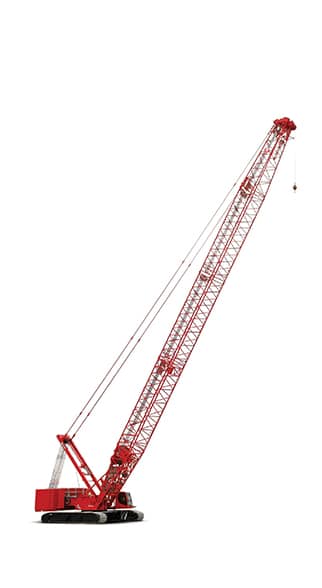 Red crawler crane lifting heavy loads on construction sites for efficient material handling.