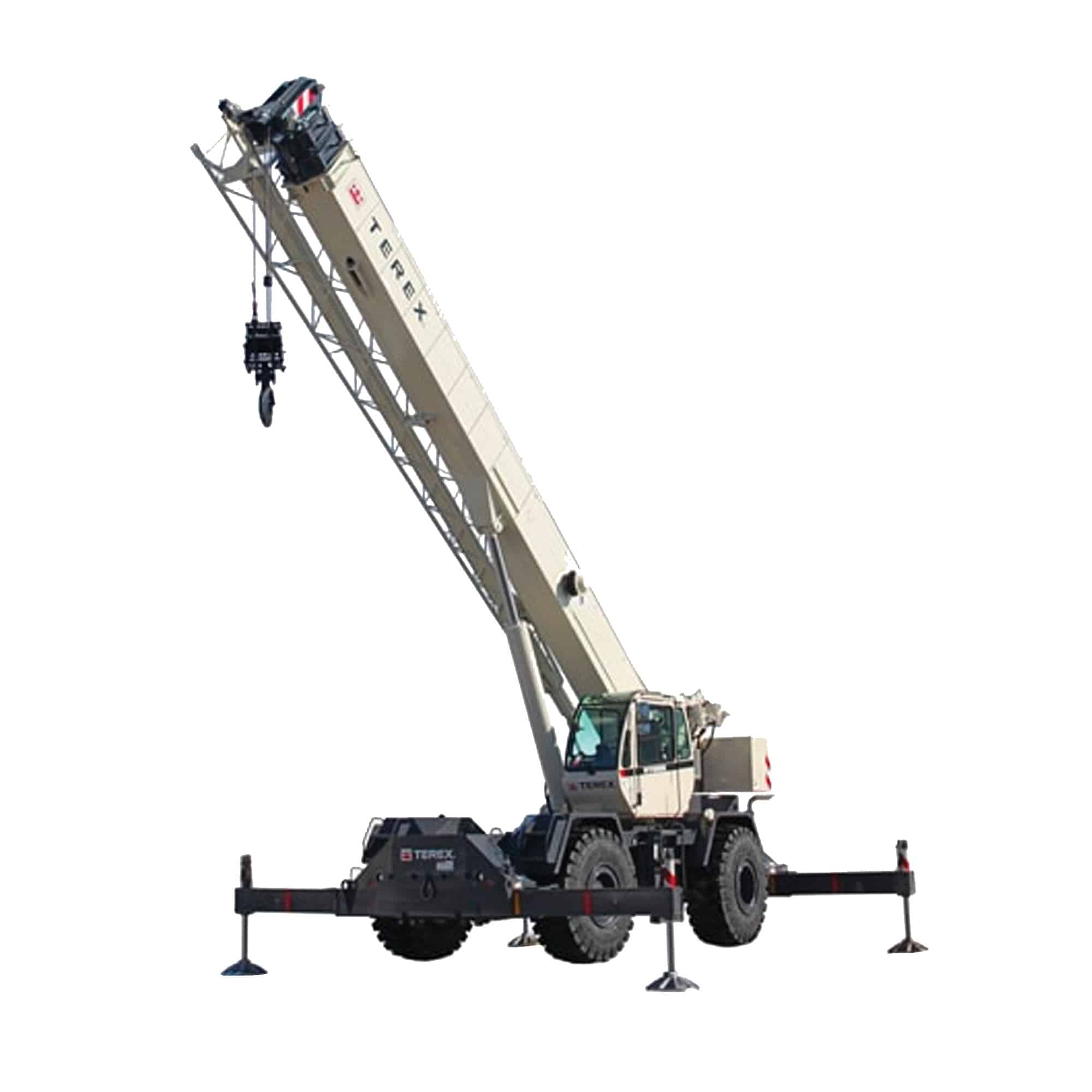 Terex RT555-1 high-lift crane equipped for heavy lifting and construction tasks.
