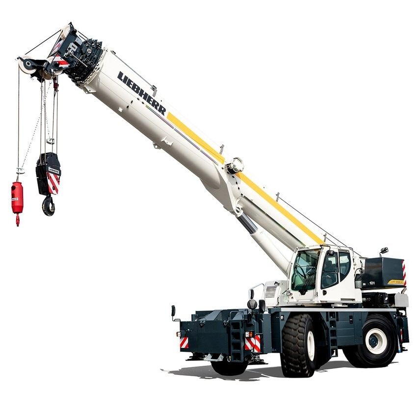 Liebherr high-lift crane with extended boom for heavy lifting in construction projects.