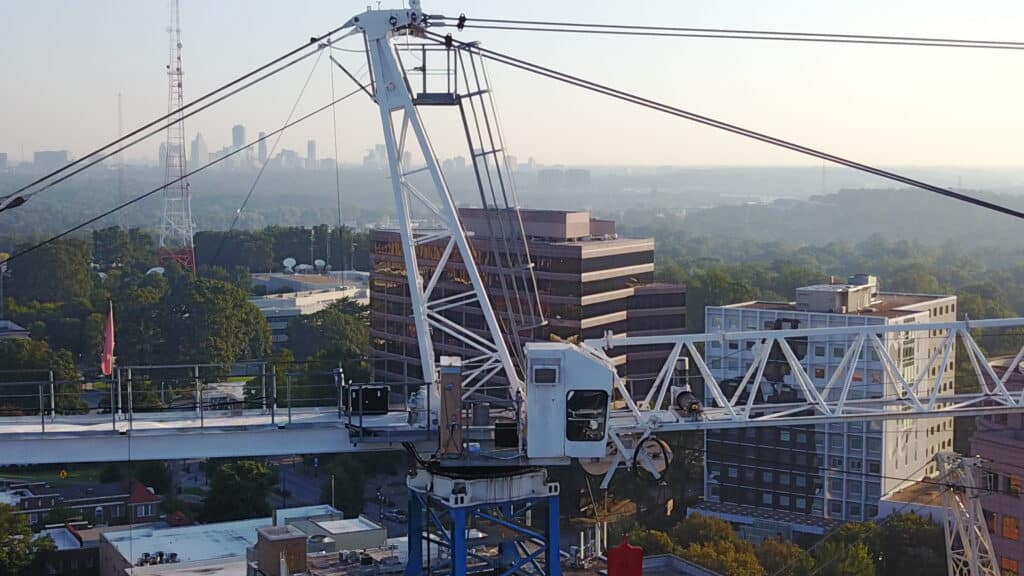 closeup of a tower crane