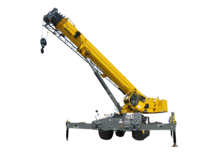 Heavy-duty crane machine for construction, featuring extendable arm and powerful lifting capabilities.