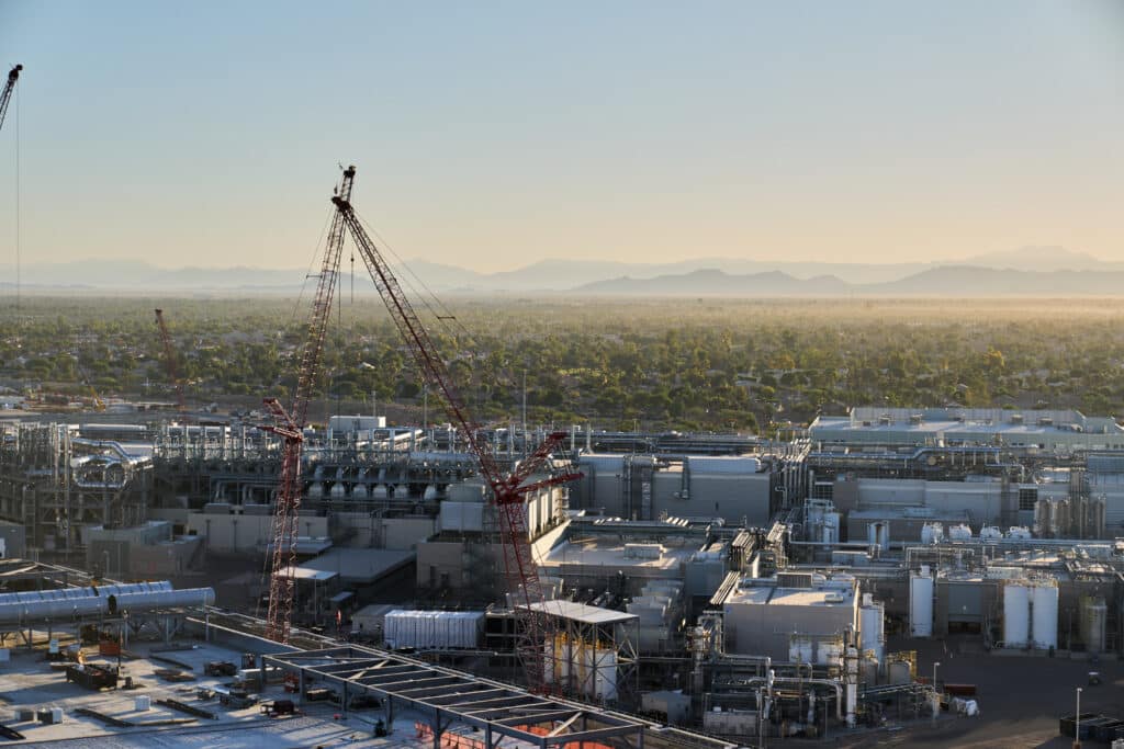 Petrochemical Plant construction project with crane