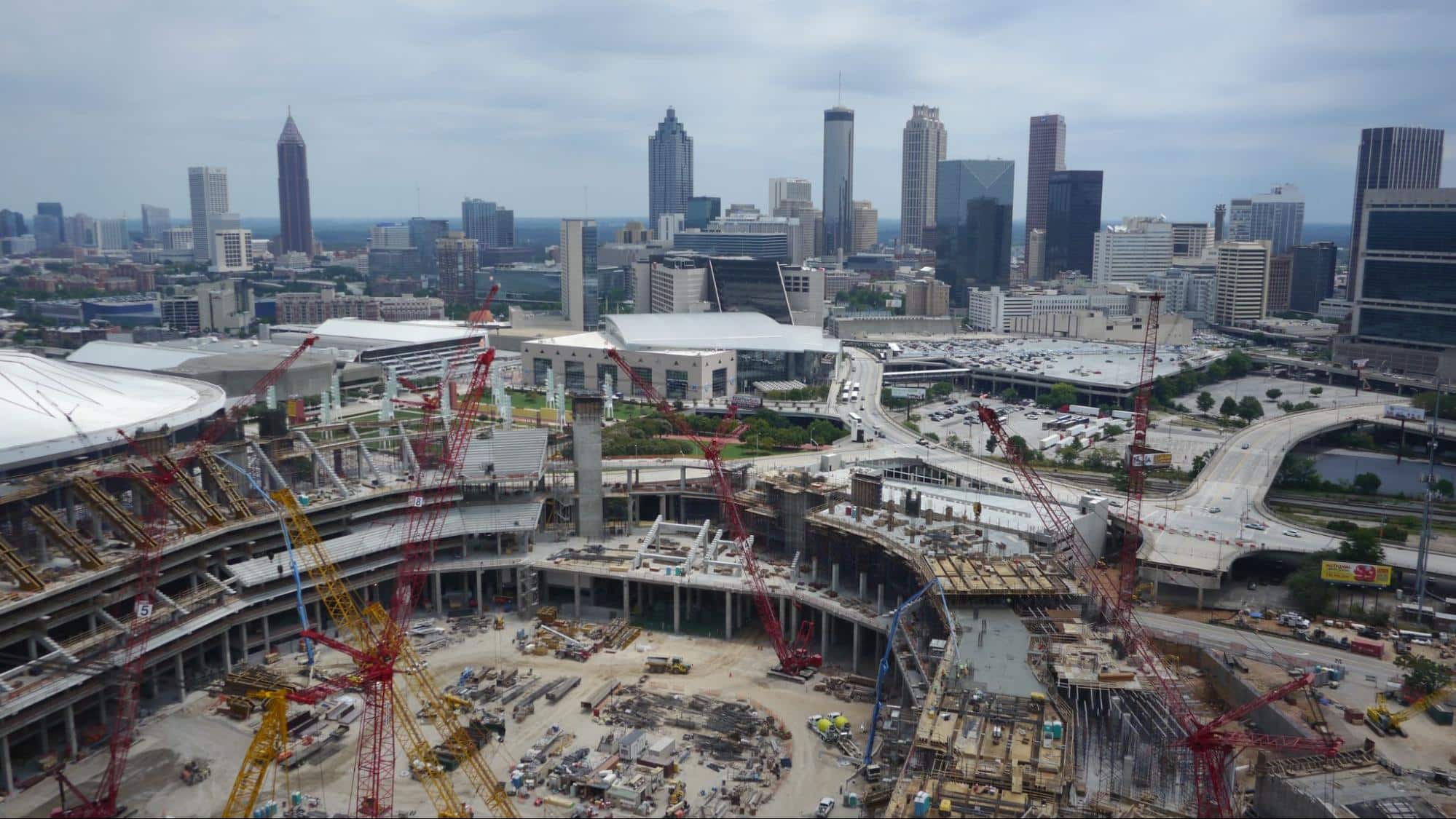 Atlanta skyline under construction: Aerial view of a transformative cityscape.