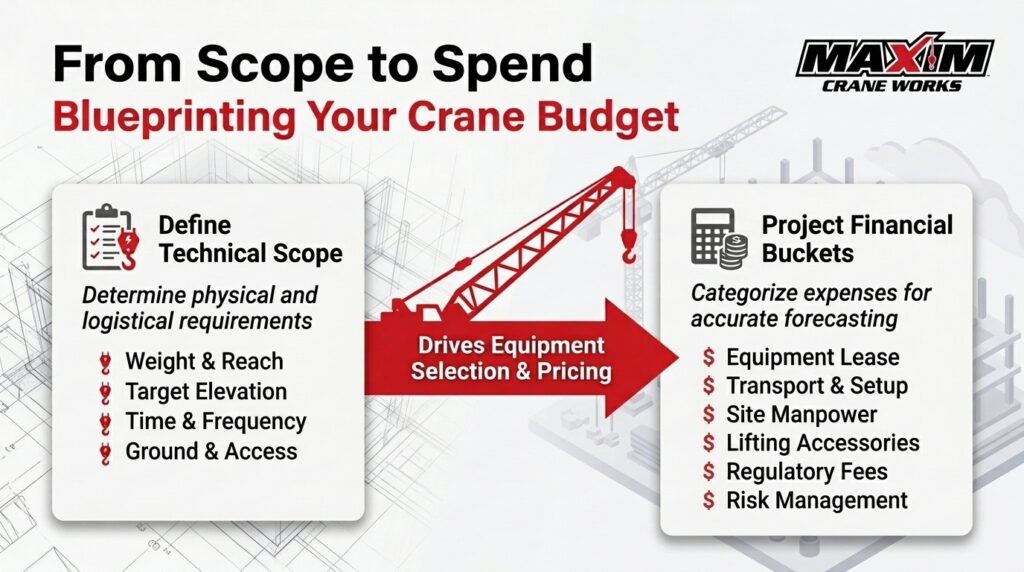 Optimize your crane budget by defining scope and categorizing project expenses effectively.