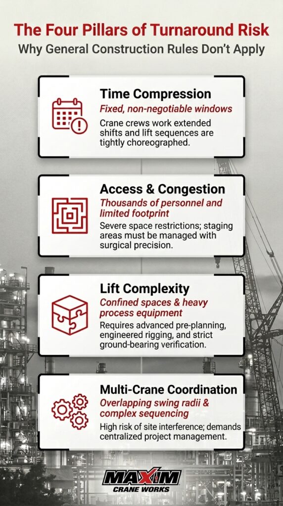 Crane rental strategies for plant turnaround: managing time, access, lifts, and coordination.