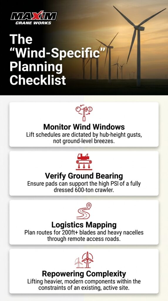 Wind energy crane rental checklist for effective planning and logistics management.
