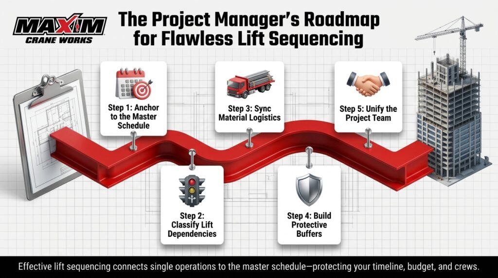 Crane lift sequencing guide for project managers to optimize construction processes.