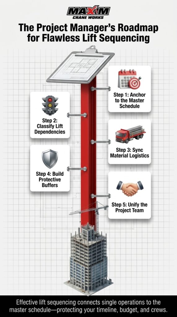 Crane lift sequencing guide for project managers ensures efficient operation and scheduling.