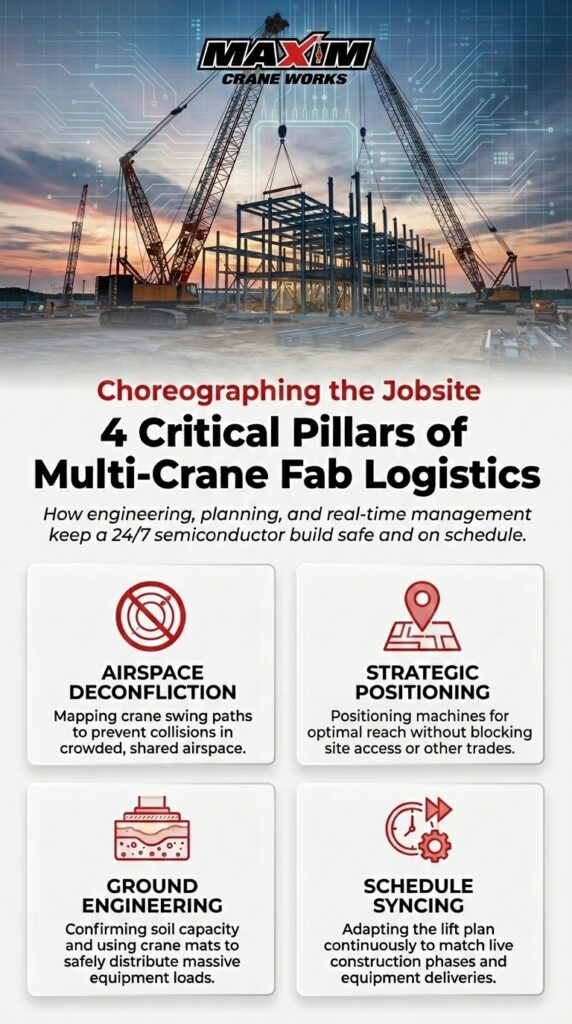 Crane services ensure safe semiconductor fab construction and efficient airspace deconfliction.